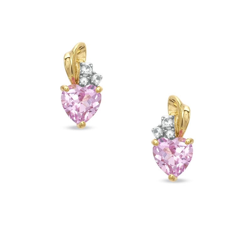 Heart-Shaped Lab-Created Pink and White Sapphire Pendant and Earrings Set in Sterling Silver with 14K Gold Plate