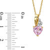 Thumbnail Image 1 of Heart-Shaped Lab-Created Pink and White Sapphire Pendant and Earrings Set in Sterling Silver with 14K Gold Plate