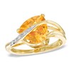 9.0mm Trillion-Cut Citrine and Diamond Accent Ring  in Sterling Silver with 14K Gold Plate - Size 7