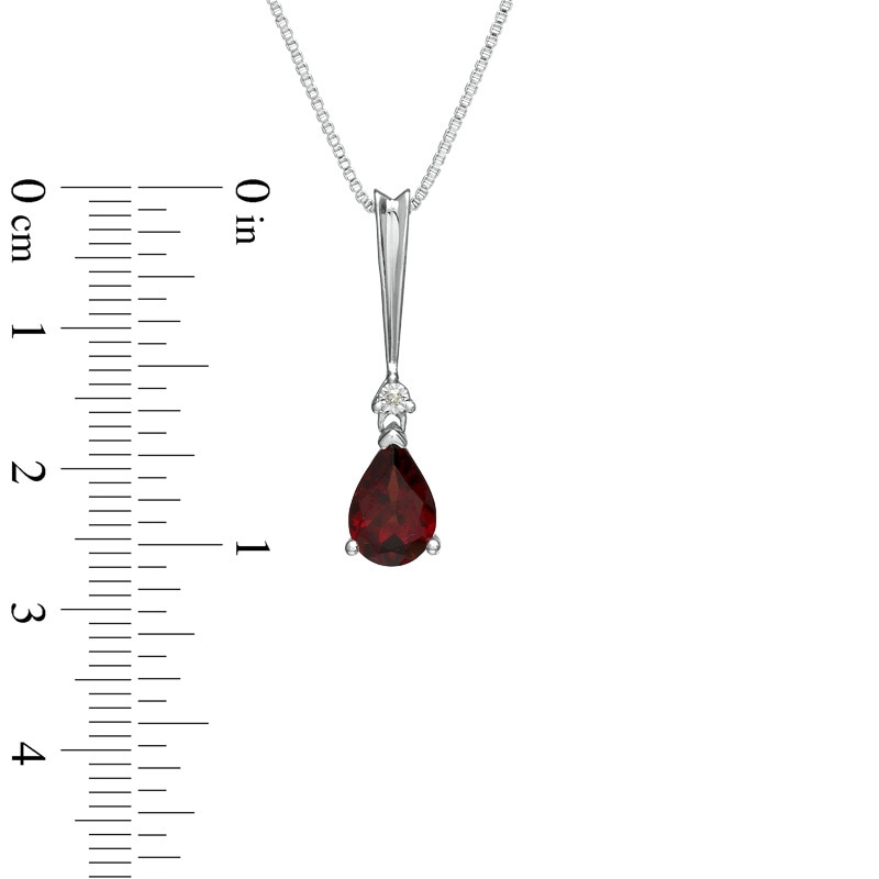 Pear-Shaped Garnet and Diamond Accent Drop Pendant and Earrings Set in Sterling Silver