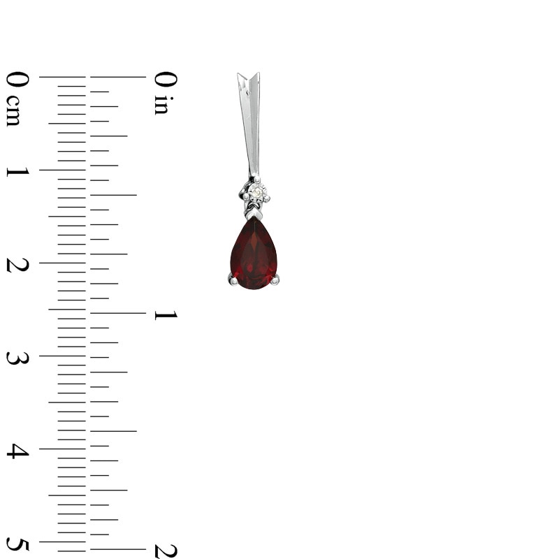 Pear-Shaped Garnet and Diamond Accent Drop Pendant and Earrings Set in Sterling Silver