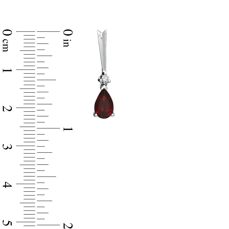 Main Image 3 of Pear-Shaped Garnet and Diamond Accent Drop Pendant and Earrings Set in Sterling Silver