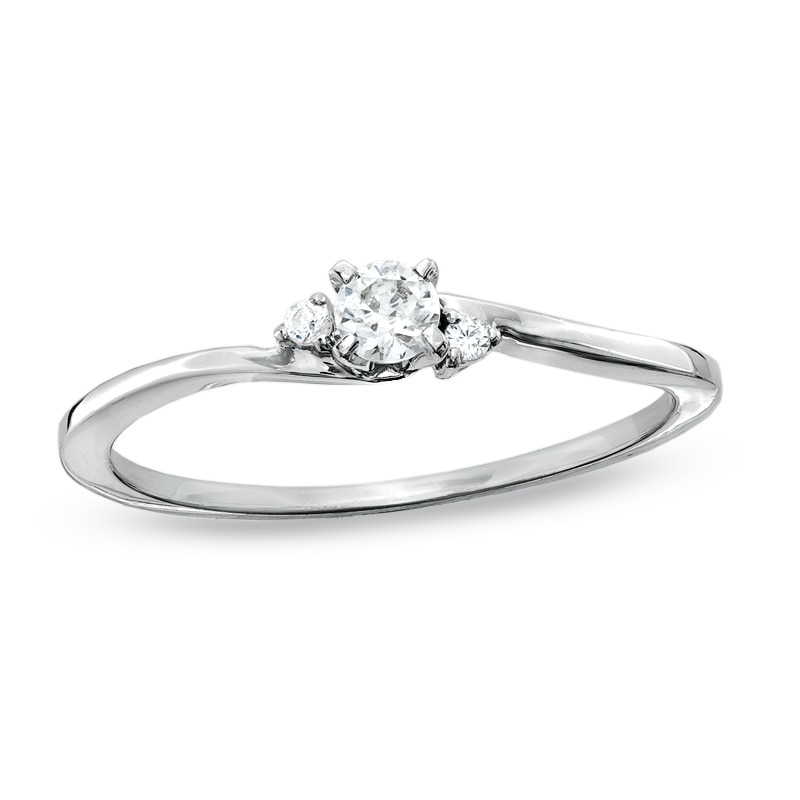 Main Image 1 of 1/6 CT. T.W Diamond Three Stone Promise Ring in 10K White Gold