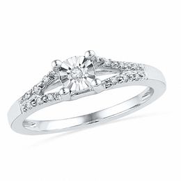 Diamond Accent &quot;V&quot; Split Shank Promise Ring in 10K White Gold