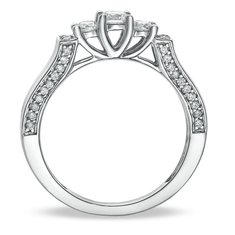 1/2 CT. T.W. Diamond Three Stone Band in 10K White Gold