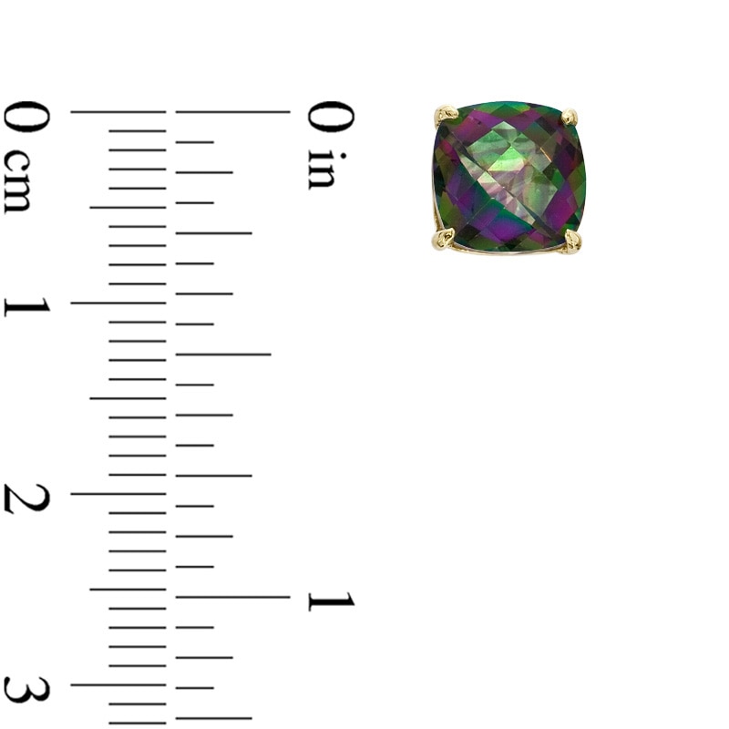 Main Image 2 of 8.0mm Cushion-Cut Mystic Fire® Topaz Stud Earrings in 14K Gold