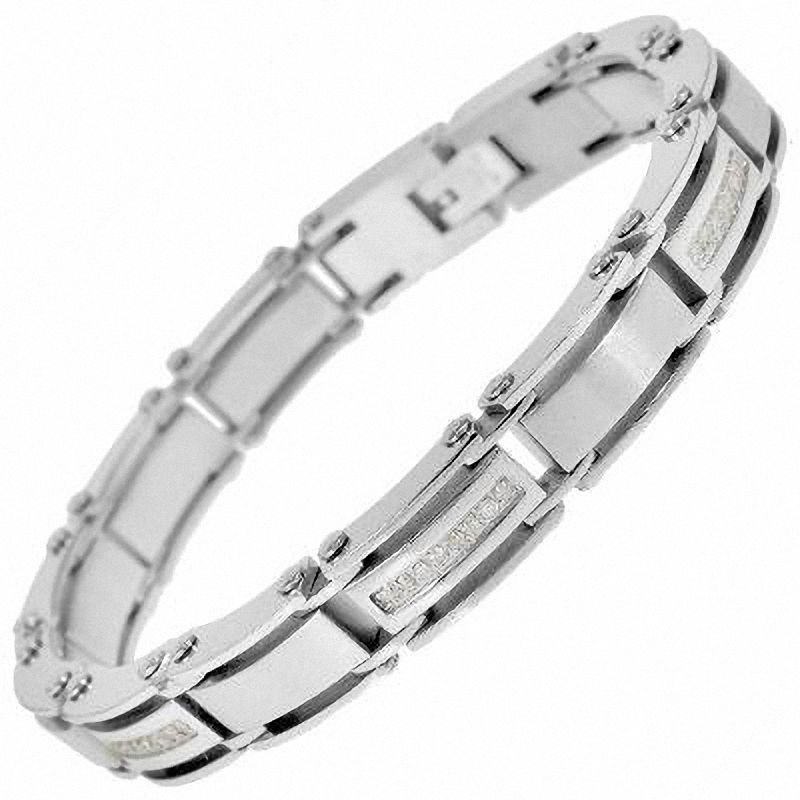 Men's 1/2 CT. T.W. Diamond Link Bracelet in Stainless Steel - 8.25"
