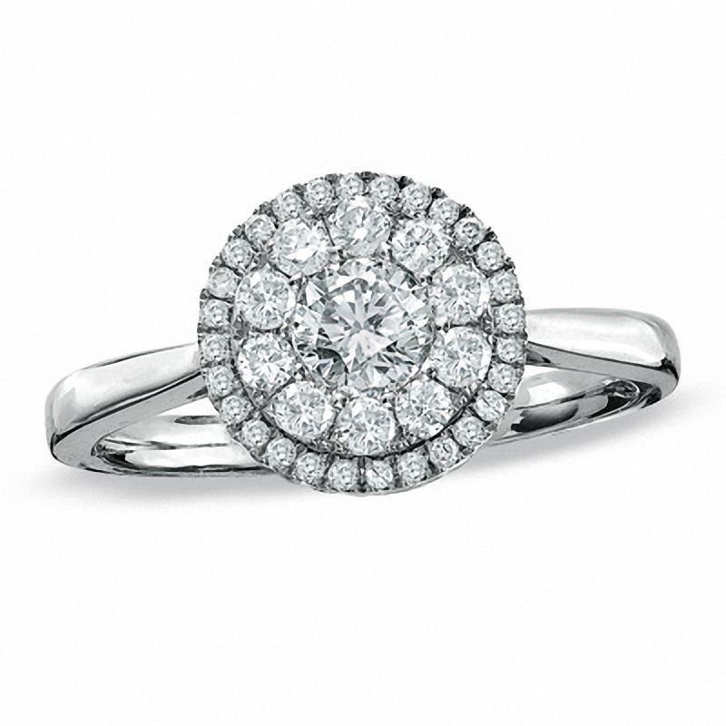 3/4 CT. T.W. Diamond Double Frame Engagement Ring in 14K White Gold
