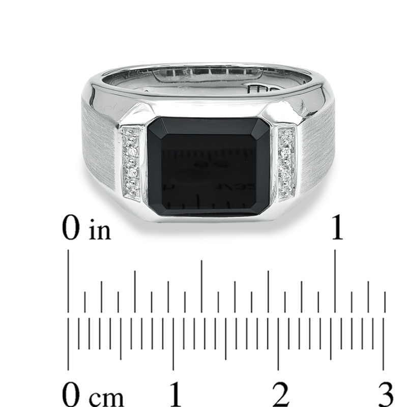 Main Image 3 of Octagonal Onyx and Diamond Accent Ring and Cuff Links Set in Sterling Silver
