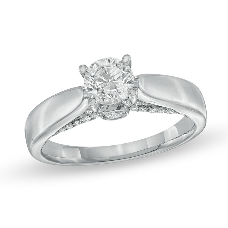 Main Image 1 of 1 CT. T.W. Certified Diamond Engagement Ring in 14K White Gold (J/I2)