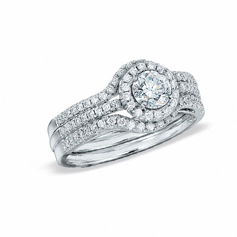 1 CT. T.W. Diamond Bridal Set in 14K White Gold