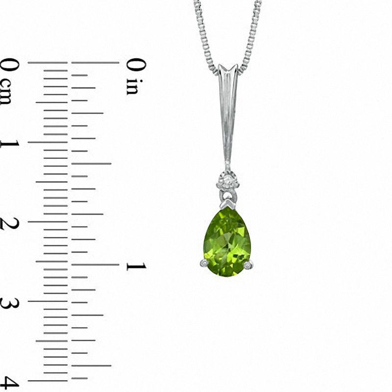 Main Image 2 of Pear-Shaped Peridot and Diamond Accent Drop Pendant and Earrings Set in Sterling Silver