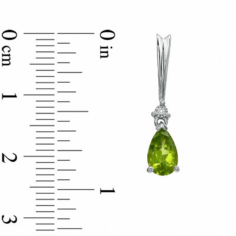 Main Image 3 of Pear-Shaped Peridot and Diamond Accent Drop Pendant and Earrings Set in Sterling Silver
