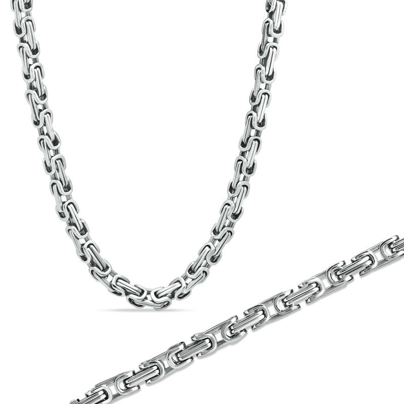 Main Image 1 of Byzantine Necklace and Bracelet Set in Stainless Steel