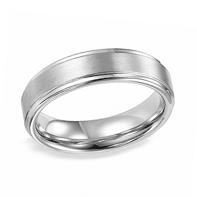 Triton Tungsten Carbide Grey Double Groove Band Ring 6mm Wide 