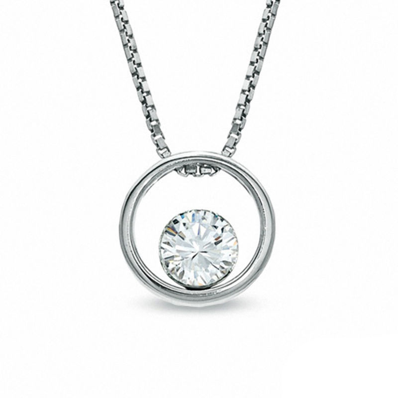Main Image 1 of 1/4 CT. Certified Canadian Diamond Solitaire Pendant in 14K White Gold (I/I2) - 17"