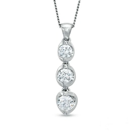 1/2 CT. T.W. Certified Canadian Diamond Three Stone Tension-Set Pendant in 14K White Gold (I/I2) - 17&quot;