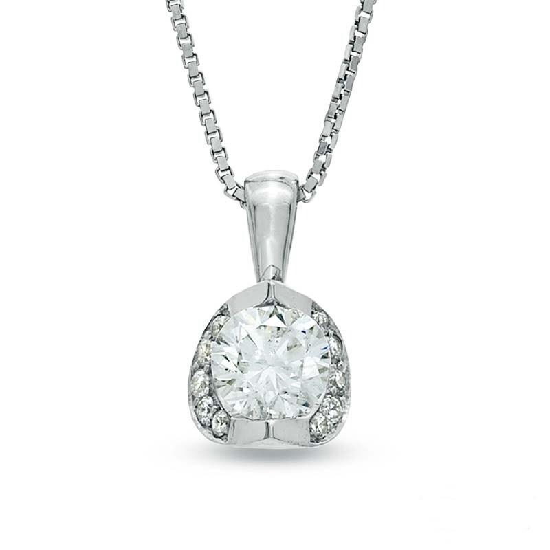 1/2 CT. T.W. Certified Canadian Diamond TensionSet Pendant in 14K White Gold (I/I2) 17