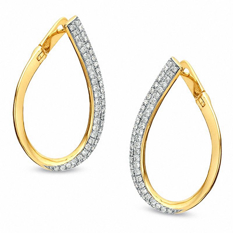 1 CT. T.W. Diamond Pavé Eclipse Hoop Earrings in 14K Gold