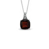 Thumbnail Image 0 of 9.0mm Cushion-Cut Garnet and Diamond Accent Drop Pendant in 14K White Gold