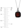 Thumbnail Image 1 of 9.0mm Cushion-Cut Garnet and Diamond Accent Drop Pendant in 14K White Gold