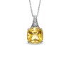 Thumbnail Image 1 of 9.0mm Cushion-Cut Citrine and Diamond Accent Drop Pendant in 14K White Gold