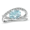 Thumbnail Image 1 of Oval Aquamarine and Diamond Accent Orbit Ring in Sterling Silver