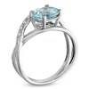 Thumbnail Image 2 of Oval Aquamarine and Diamond Accent Orbit Ring in Sterling Silver