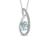 Thumbnail Image 1 of Oval Aquamarine and Diamond Accent Pendant in Sterling Silver