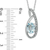 Thumbnail Image 2 of Oval Aquamarine and Diamond Accent Pendant in Sterling Silver