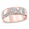 1/5 CT. T.W. Diamond "Love" Band in 10K Rose Gold