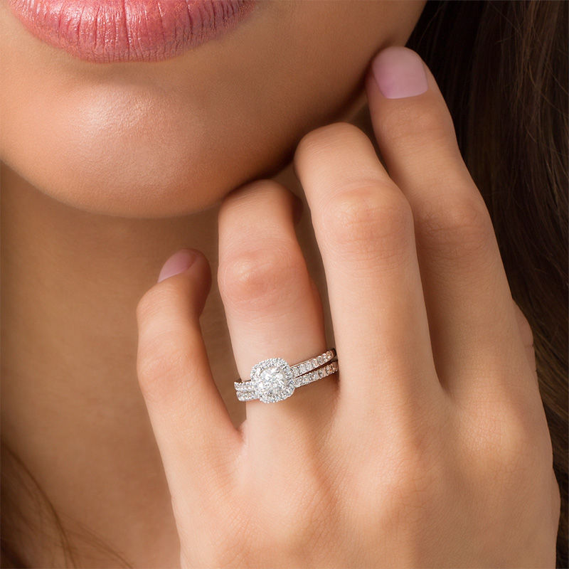 Main Image 3 of 2 CT. T.W. Diamond Frame Bridal Set in 14K White Gold