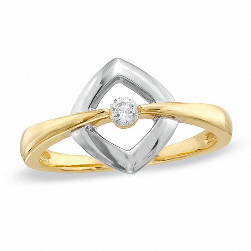 1/10 CT. Diamond Compass Ring in 10K Two-Tone Gold