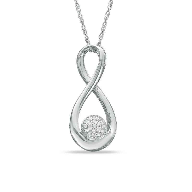 Main Image 1 of Diamond Accent Infinity Pendant in Sterling Silver