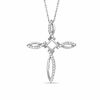 Thumbnail Image 0 of 1/5 CT. T.W. Princess-Cut and Round Diamond Ichthys Cross Pendant in 10K White Gold