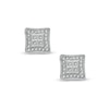 Thumbnail Image 1 of 1/7 CT. T.W. Diamond Square Frame Earrings in Sterling Silver