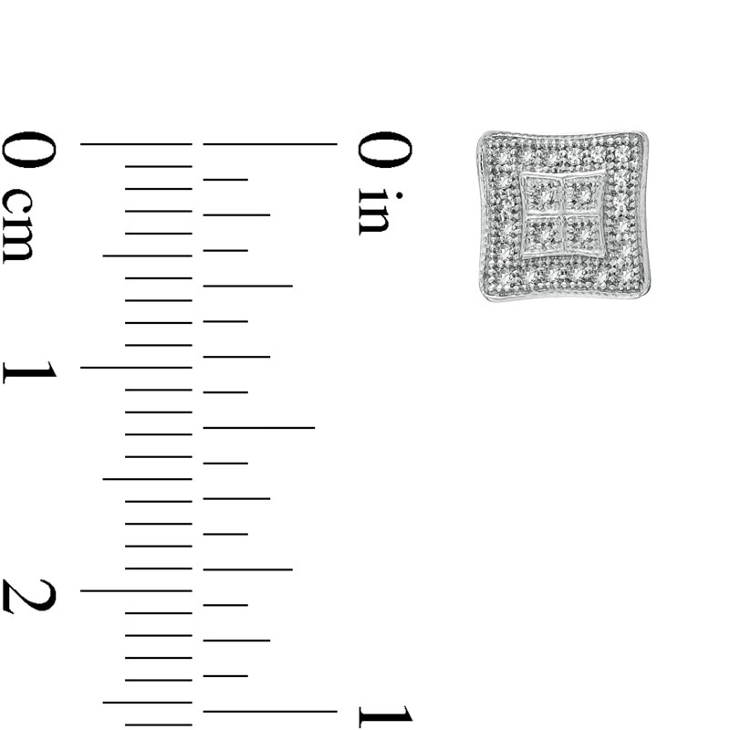 Main Image 2 of 1/7 CT. T.W. Diamond Square Frame Earrings in Sterling Silver