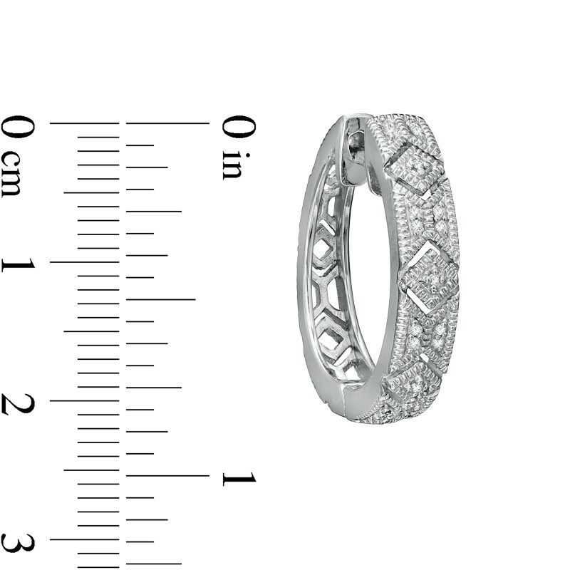 Main Image 2 of 1/10 CT. T.W. Diamond Vintage-Style Hoop Earrings in Sterling Silver