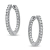 Thumbnail Image 1 of 1/8 CT. T.W. Diamond Sparkle Hoop Earrings in Sterling Silver