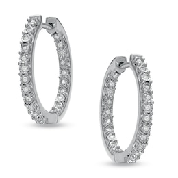 1/8 CT. T.W. Diamond Sparkle Hoop Earrings in Sterling Silver