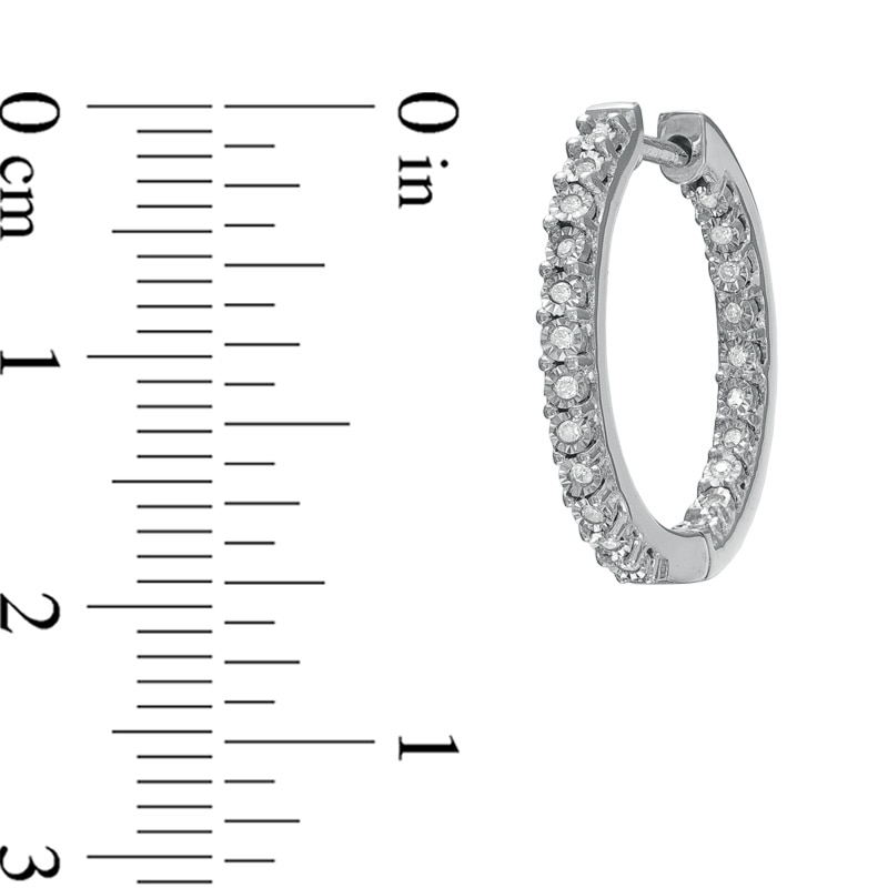 Main Image 2 of 1/8 CT. T.W. Diamond Sparkle Hoop Earrings in Sterling Silver