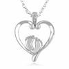 Thumbnail Image 1 of Diamond Accent Footprints on My Heart Pendant in 10K White Gold