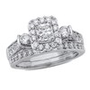 Thumbnail Image 0 of 1-1/5 CT. T.W. Radiant-Cut Diamond Frame Vintage-Style Bridal Set in 14K White Gold