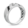 Thumbnail Image 2 of 1/3 CT. T.W. Enhanced Black and White Diamond Slant Wedding Band in Sterling Silver