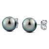Thumbnail Image 1 of 9.0mm Black Tahitian Cultured Pearl Stud Earrings in 14K White Gold
