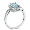 Thumbnail Image 1 of Cushion-Cut Aquamarine and Lab-Created White Sapphire Frame Ring in Sterling Silver