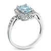 Thumbnail Image 2 of Cushion-Cut Aquamarine and Lab-Created White Sapphire Frame Ring in Sterling Silver