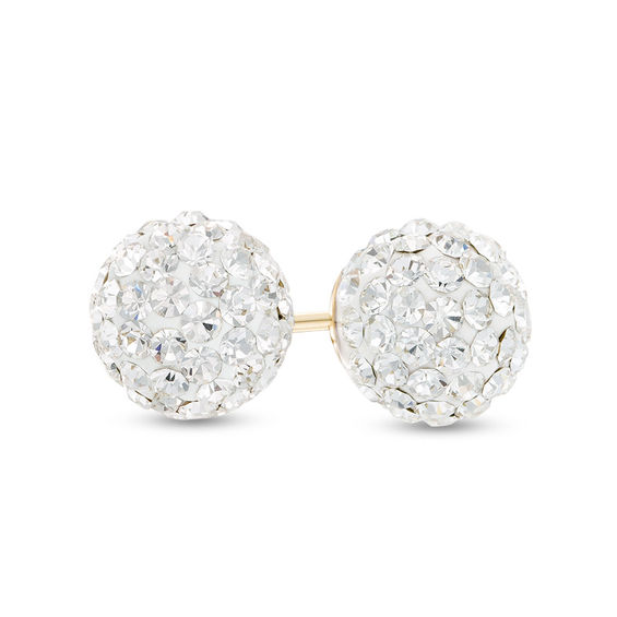 ROSE GOLD FILLED HOOP STUD EARRINGS WITH WHITE CRYSTAL BALL LIMITED NUMBER !