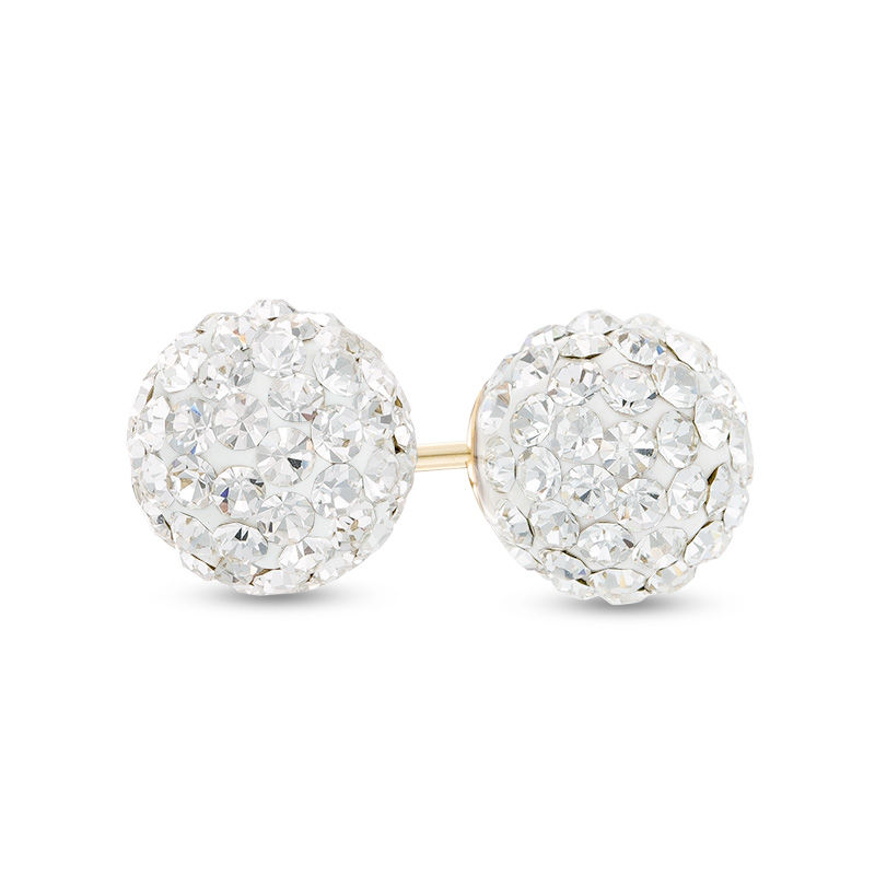 Crystal Ball Stud Earrings in 14K Gold