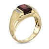 Thumbnail Image 1 of Men's Cushion-Cut Garnet and Diamond Accent Ring in 10K Gold